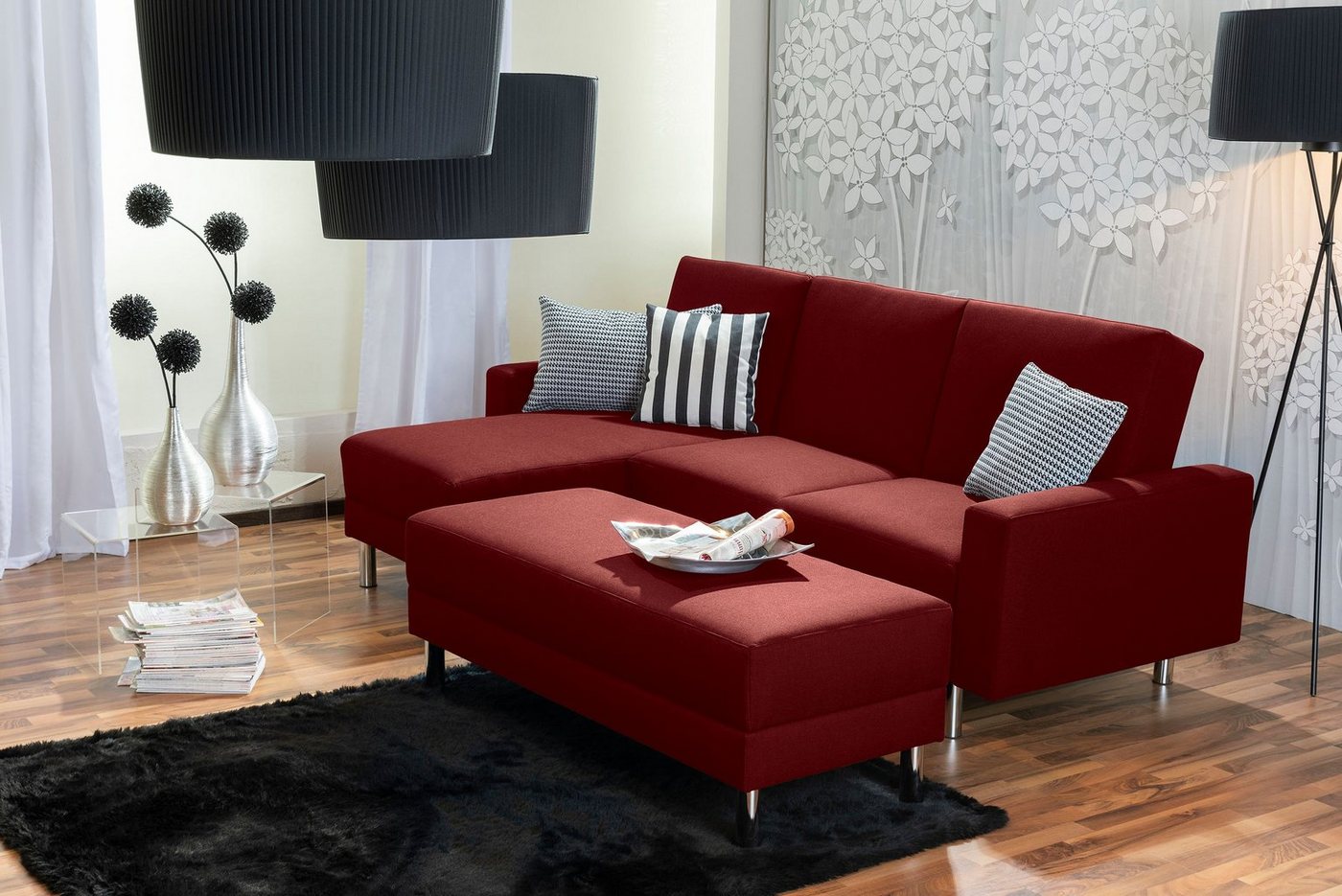 Max Winzer® Loungesofa Just Fashion Funktionssofa Flachgewebe rot, 1 Stück, Made in Germany von Max Winzer®