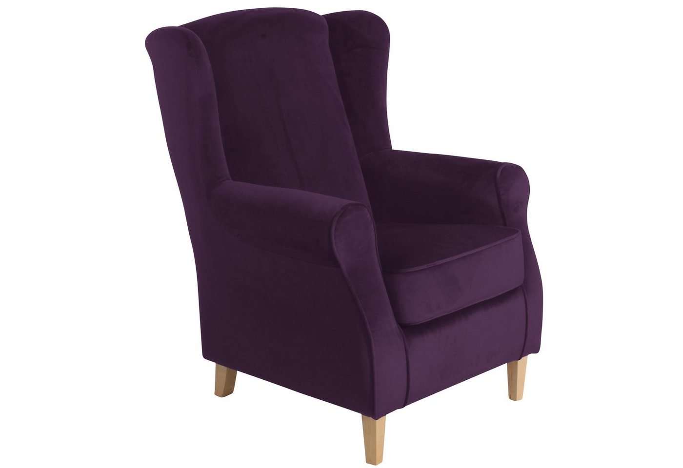 Max Winzer® Ohrensessel Lorris Ohrenbackensessel Samtvelours purple (1 Stück), Made in Germany von Max Winzer®