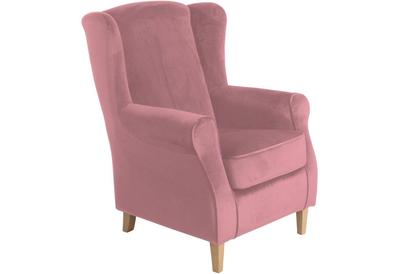 Max Winzer® Ohrensessel Lorris Ohrenbackensessel Samtvelours rose (1 Stück), Made in Germany von Max Winzer®