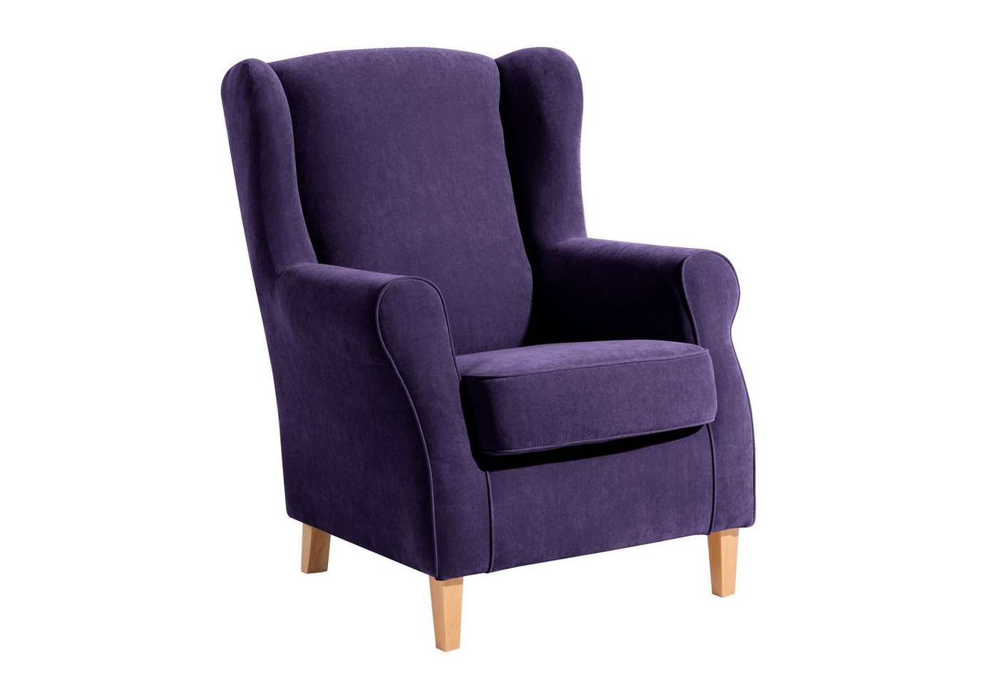 Max Winzer® Ohrensessel Lorris Ohrenbackensessel Veloursstoff violett (1 Stück), Made in Germany von Max Winzer®