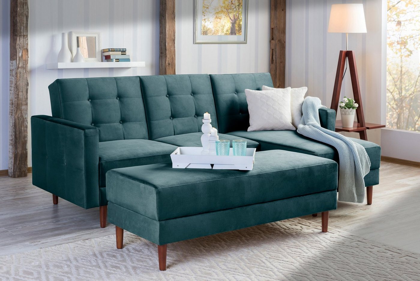 Max Winzer® Sofa Easy Relax, Funktionssofa mit Hocker Samt von Max Winzer®