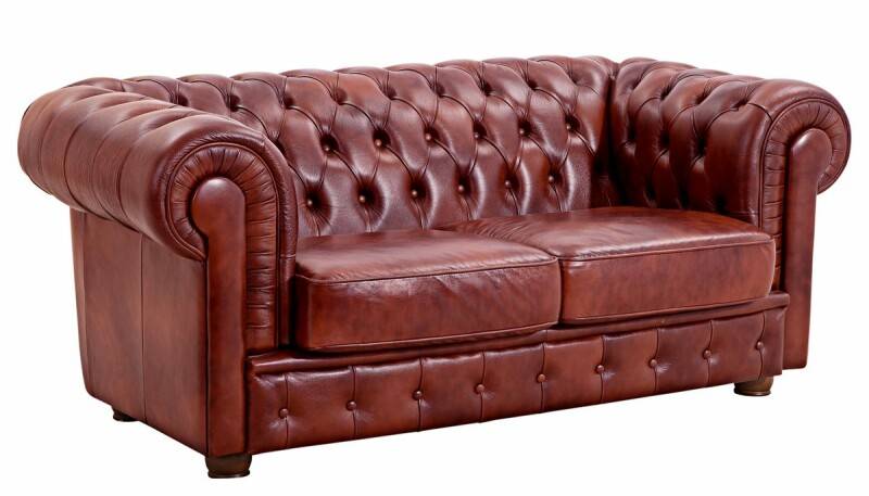 2-Sitzer Chesterfield Sofa Bristol Wischleder rot von Max Winzer
