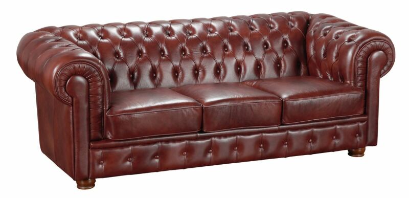 3-Sitzer Chesterfield Sofa Bristol Wischleder rot von Max Winzer