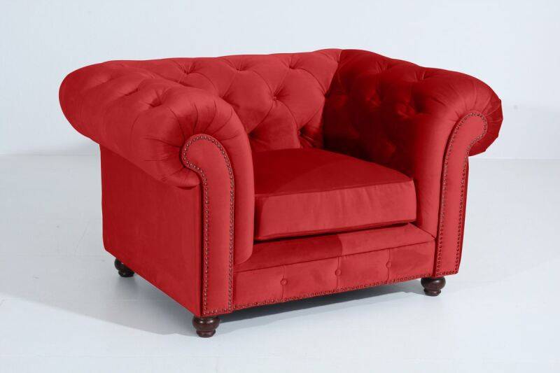 Chesterfield Sessel Old England Samtvelours rot von Max Winzer