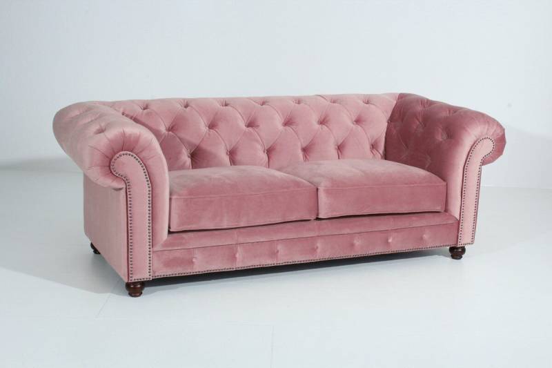 Chesterfield Sofa Old England (2,5-Sitzer) Samtvelours rosé von Max Winzer