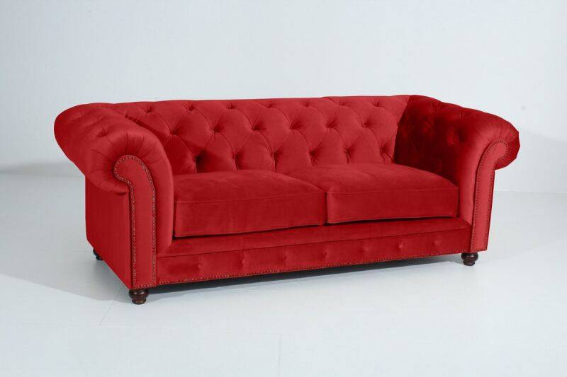 Chesterfield Sofa Old England (2,5-Sitzer) Samtvelours rot von Max Winzer