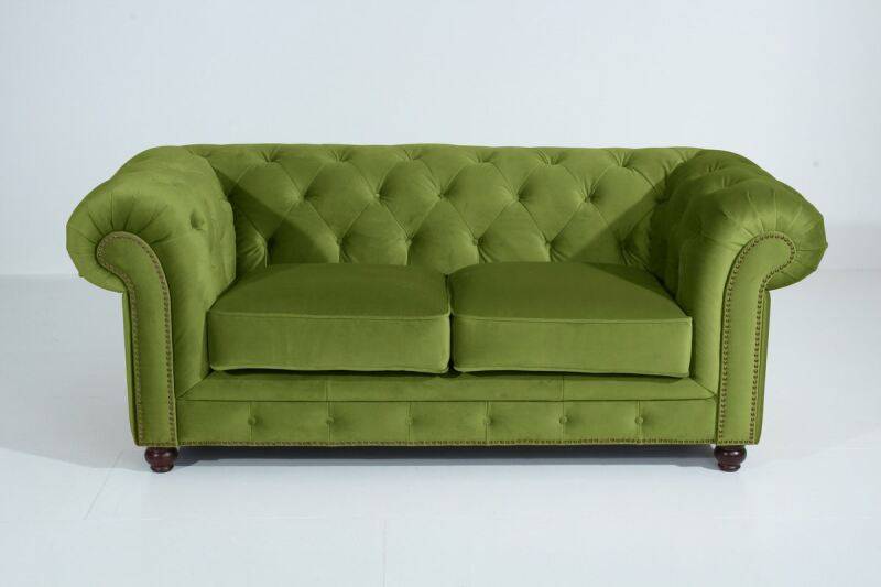 Chesterfield Sofa Old England (2-Sitzer) Samtvelours oliv von Max Winzer