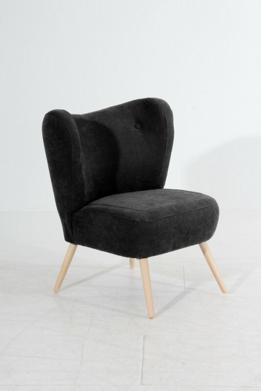 Cocktailsessel Stella Veloursstoff schwarz von Max Winzer