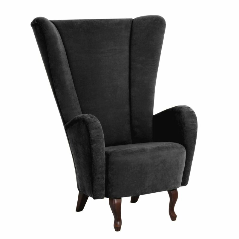 Hochlehnsessel Anastasia Velourstoff schwarz Hochlehnsessel Anastasia Velourstoff schwarz von Max Winzer