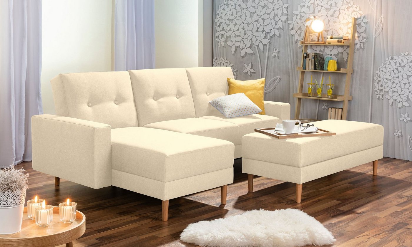 Max Winzer® Ecksofa Schlafsofa Ecksofa Just Cool Funktionssofa Stauraumhocker beige, 1 Stück, Liegefläche ca. 170x200 cm, Rückenlehne 5-fach verstellbar von Max Winzer