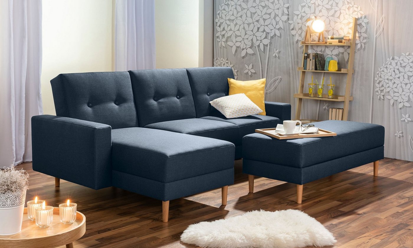 Max Winzer® Ecksofa Schlafsofa Ecksofa Just Cool Funktionssofa Stauraumhocker blau, 1 Stück, Liegefläche ca. 170x200 cm, Rückenlehne 5-fach verstellbar von Max Winzer