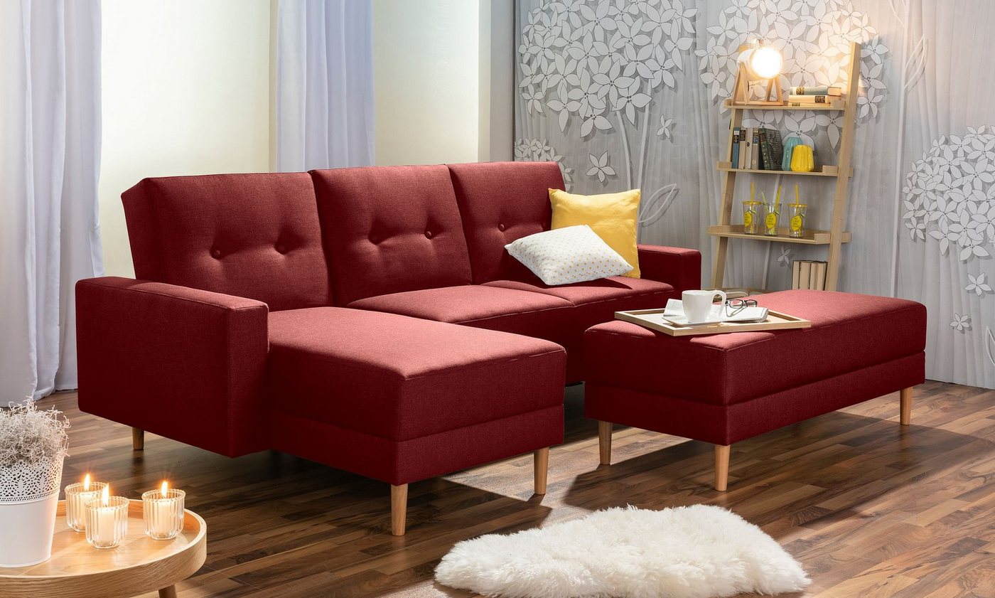 Max Winzer® Ecksofa Schlafsofa Ecksofa Just Cool Funktionssofa Stauraumhocker rot, 1 Stück, Liegefläche ca. 170x200 cm, Rückenlehne 5-fach verstellbar von Max Winzer