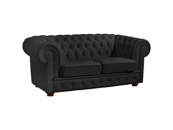 Max Winzer CHESTERFIELD-ZWEISITZER-SOFA, Schwarz, Echtleder, Nappaleder, 2-Sitzer, 172x76x98 cm, Goldenes M, Made in Europe, Wohnzimmer, Sofas & von Max-Winzer