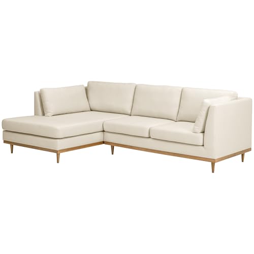 Max Winzer Larsen Ecksofa Links mit Holzsockel Creme von Max Winzer
