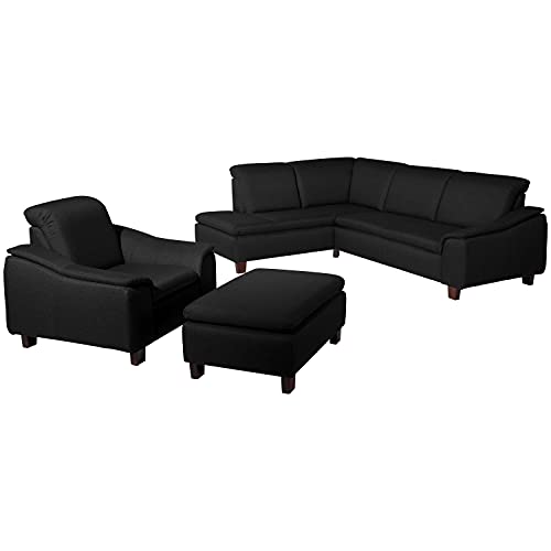 Max Winzer Ecksofa Links mit Sofa 2,5-Sitzer rechts Aaron Flachgewebe schwarz von Max Winzer