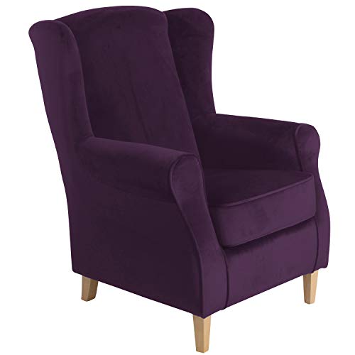 Max Winzer Ohrenbackensessel Lorris Samtvelours Purple von Max Winzer