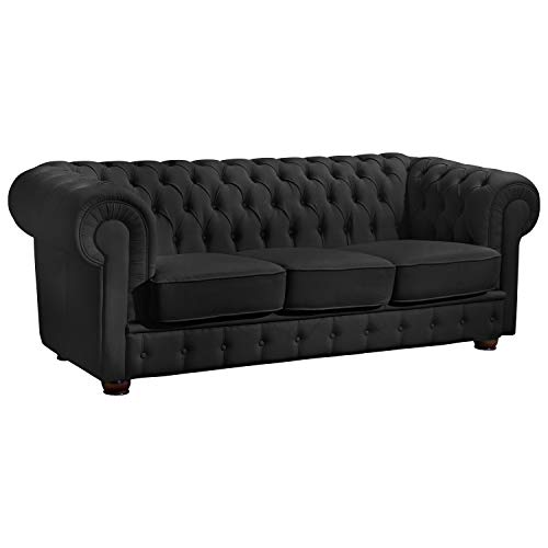 Max Winzer Sofa 3-Sitzer Bridgeport pigmentiertes Nappaleder schwarz von Max Winzer