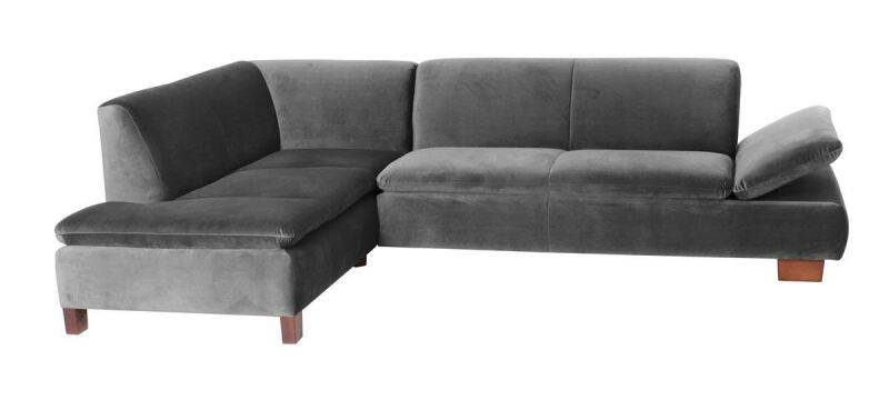 Modernes Ecksofa Tampere, Ottomane links Samtvelours anthrazit von Max Winzer