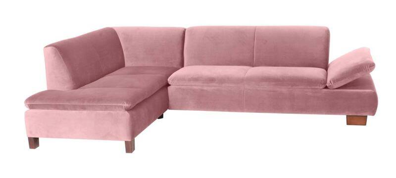 Modernes Ecksofa Tampere, Ottomane links Samtvelours rosé von Max Winzer