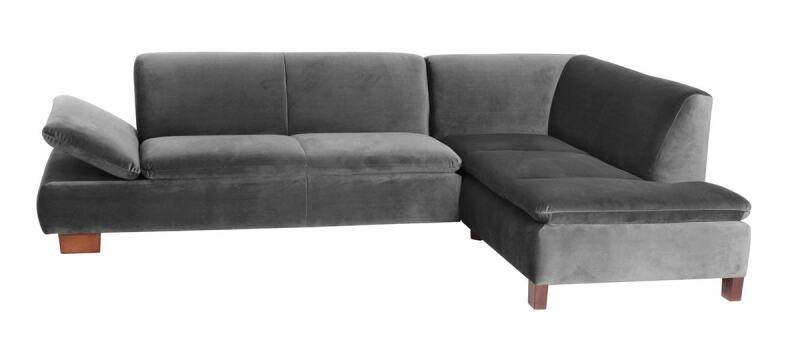 Modernes Ecksofa Tampere, Ottomane rechts Samtvelours anthrazit von Max Winzer