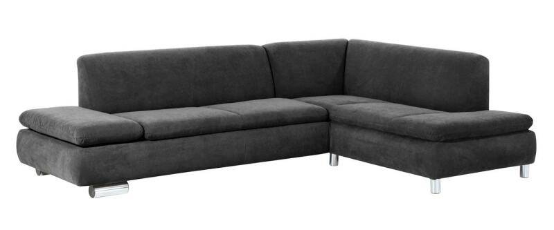 Modernes Ecksofa Tampere, Ottomane rechts Veloursstoff anthrazit von Max Winzer