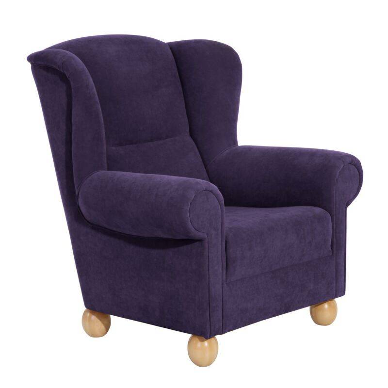 Ohrenbackensessel Malmö Veloursstoff violett von Max Winzer