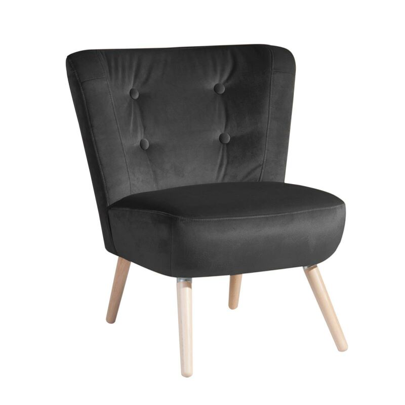Retro Sessel Nikki Samtvelours anthrazit von Max Winzer