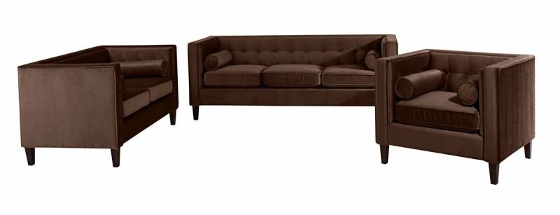 Sofa Garnitur Joko, mit 3-Sitzer, 2-Sitzer, Sessel Samtvelours braun von Max Winzer