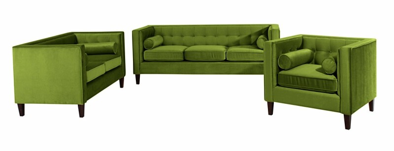 Sofa Garnitur Joko, mit 3-Sitzer, 2-Sitzer, Sessel Samtvelours oliv Sofa Garnitur Joko, mit 3-Sitzer, 2-Sitzer, Sessel Samtvelours oliv von Max Winzer