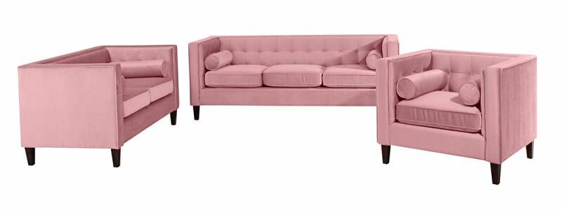Sofa Garnitur Joko, mit 3-Sitzer, 2-Sitzer, Sessel Samtvelours rosé von Max Winzer
