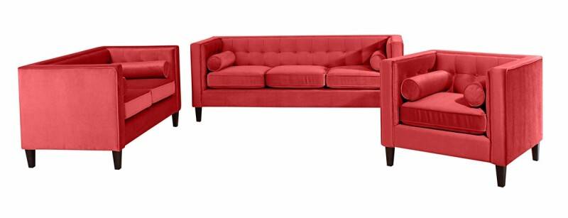 Sofa Garnitur Joko, mit 3-Sitzer, 2-Sitzer, Sessel Samtvelours rot von Max Winzer