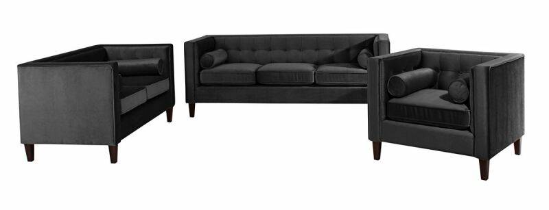 Sofa Garnitur Joko, mit 3-Sitzer, 2-Sitzer, Sessel Samtvelours schwarz von Max Winzer