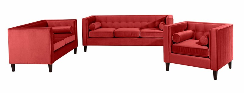 Sofa Garnitur Joko, mit 3-Sitzer, 2-Sitzer, Sessel Samtvelours ziegel Sofa Garnitur Joko, mit 3-Sitzer, 2-Sitzer, Sessel Samtvelours ziegel von Max Winzer