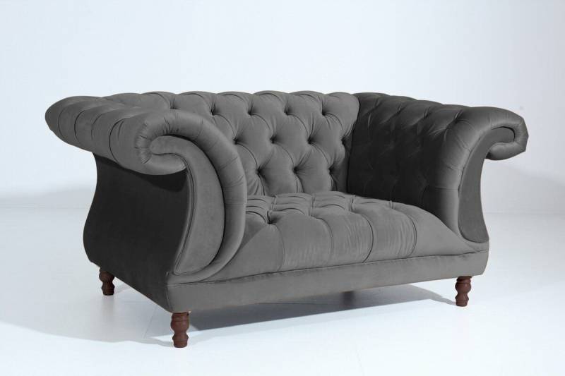Vintage Sessel Isabelle Samtvelours anthrazit von Max Winzer
