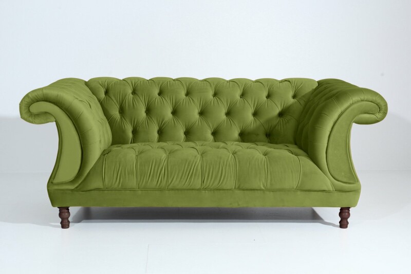 Vintage Sofa Isabelle - 2-Sitzer Samtvelours oliv Vintage Sofa Isabelle - 2-Sitzer Samtvelours oliv von Max Winzer