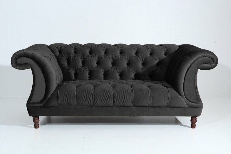 Vintage Sofa Isabelle - 2-Sitzer Samtvelours schwarz Vintage Sofa Isabelle - 2-Sitzer Samtvelours schwarz von Max Winzer