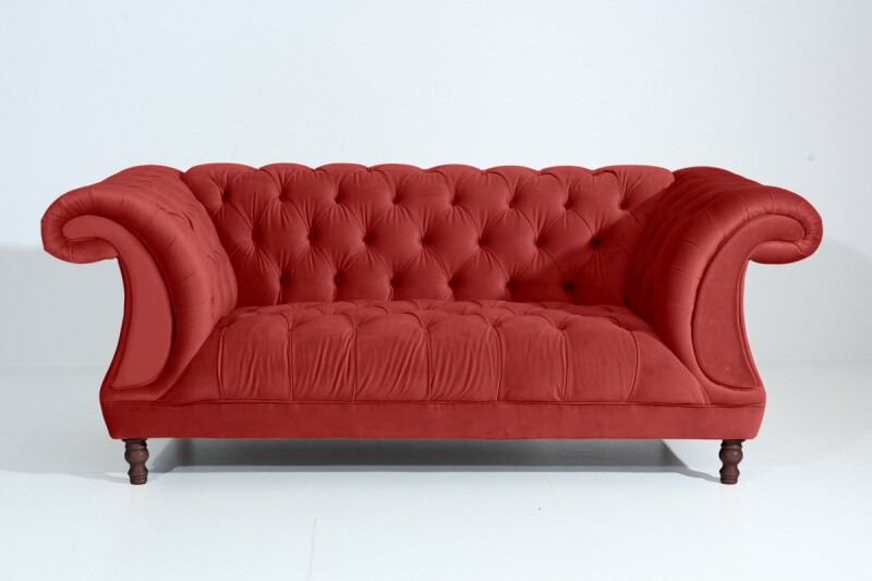 Vintage Sofa Isabelle - 2-Sitzer Samtvelours ziegel Vintage Sofa Isabelle - 2-Sitzer Samtvelours ziegel von Max Winzer