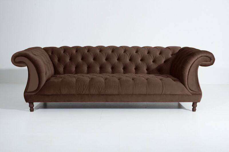 Vintage-Sofa Isabelle - 3-Sitzer Samtvelours braun von Max Winzer