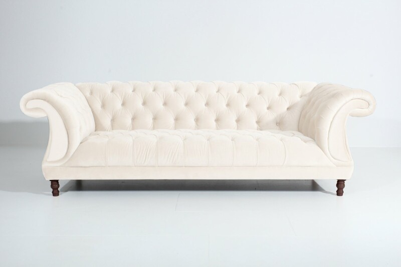 Vintage-Sofa Isabelle - 3-Sitzer Samtvelours creme von Max Winzer