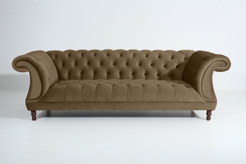 Vintage-Sofa Isabelle - 3-Sitzer Samtvelours sahara von Max Winzer