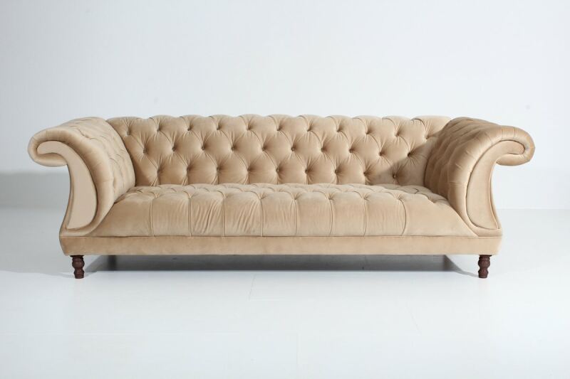 Vintage-Sofa Isabelle - 3-Sitzer Samtvelours sand von Max Winzer
