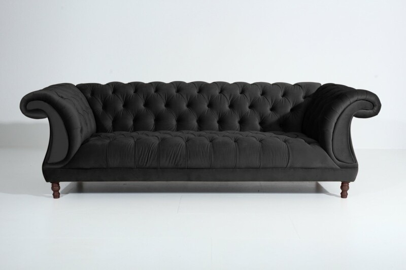 Vintage-Sofa Isabelle - 3-Sitzer Samtvelours schwarz von Max Winzer