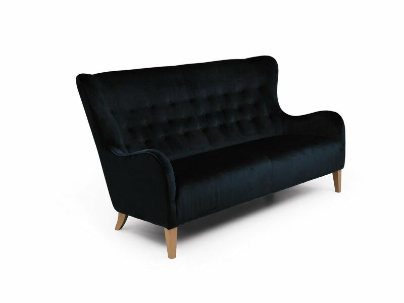 Vintage Sofa Melina - 2,5-Sitzer Samtvelours schwarz Vintage Sofa Melina - 2,5-Sitzer Samtvelours schwarz von Max Winzer