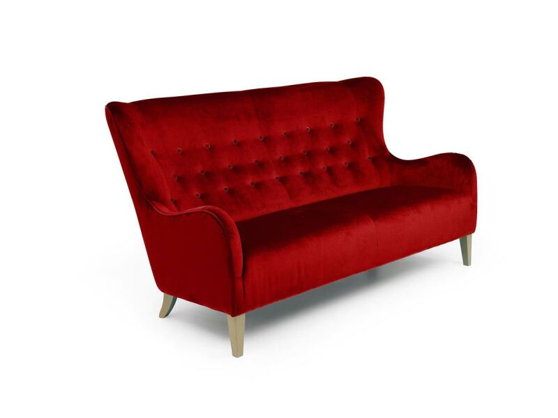 Vintage Sofa Melina - 2,5-Sitzer Samtvelours ziegel Vintage Sofa Melina - 2,5-Sitzer Samtvelours ziegel von Max Winzer