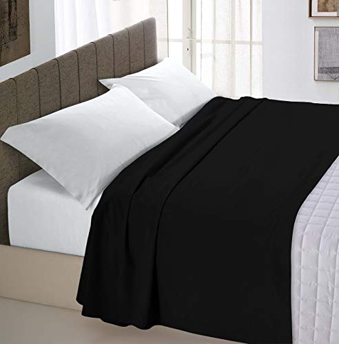 Italian Bed Linen Max Color Oberlaken, Schwarz, Kleine Doppelte von Italian Bed Linen