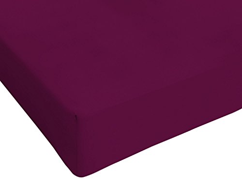 Max color Betttuch 25cm Ecke, 100% Baumwolle, Pflaume, kleine Doppelte von Italian Bed Linen