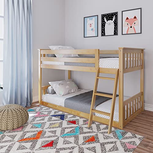 Max & Lily platzsparendes niedriges Etagenbett für Kinder, aus neuseeländischem Kiefernholz, inklusive Lattenrost, 200x90cm-Bettgestell auf beiden Etagen, für Jungen & Mädchen, natürlicher Farbton von Max & Lily