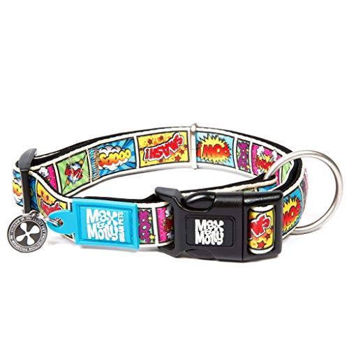 Max & Molly Gotcha! Hundehalsband Halsband Hund mit Smart ID, gepolstertes Neopren Halsband mit Design für große Hunde, wasserdicht, bequem, verstellbar, Comic, L von Max & Molly Urban Pets