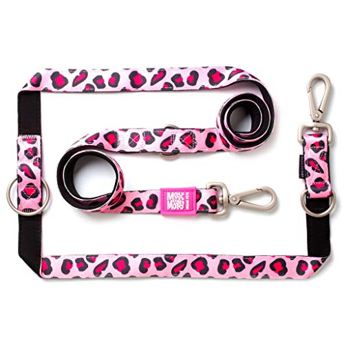 Max & Molly Multifunktions Hundeleine 2m mit 2 Karabinern, Leopard Pink/S Umhängeleine Gepolstert, Sicher & Flexibel – Komfort für deinen treuen Begleiter von Max & Molly Urban Pets