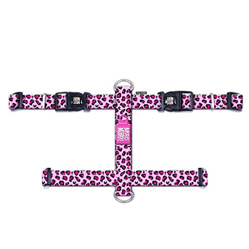 Max & Molly Hunde-Geschirr, ultrabequemes Hundegeschirr gepolstert, Neopren H-Geschirr Hund mit Design für kleine, mittelgroße & große Hunde, sicher, wasserdicht, verstellbar, Leopard Pink, M von Max & Molly